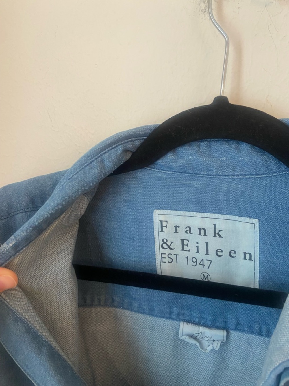 Frank & Eileen Mary Shirt Dress Denim Button Front Blue Italian Cotton Size M - Picture 7 of 7